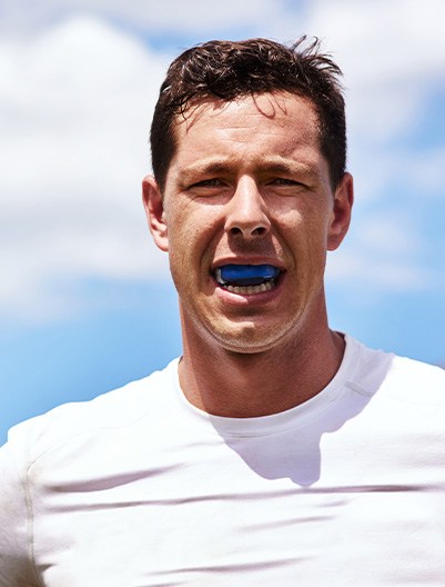 Man wearing a mouthguard