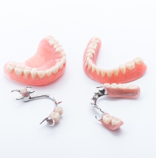 Dentures lying on a table